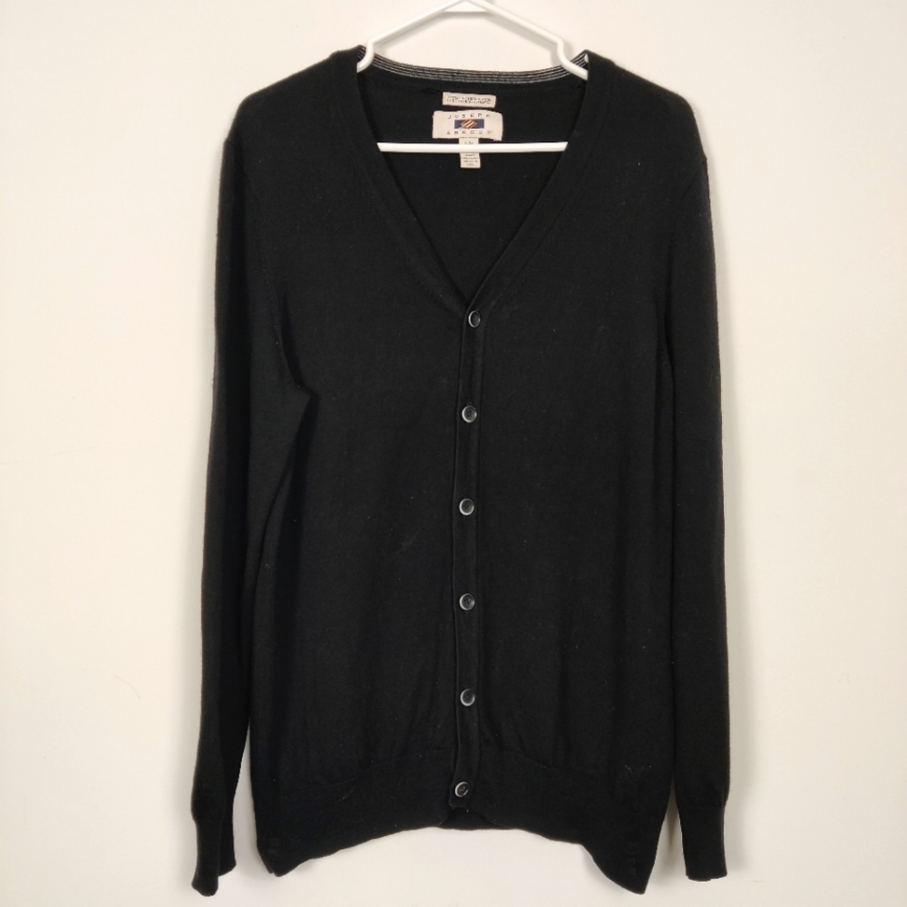 Joseph Abboud Men's Button Down Cardigan Sweater in Black Size Large 100% Wool
